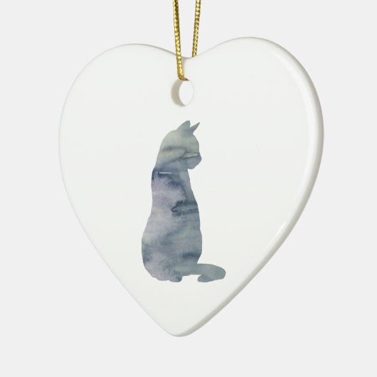 Kat schilderen Silhouette kerstkunst Keramisch Ornament (Links)