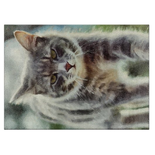 Kat schilderen snijplank (Voorkant)