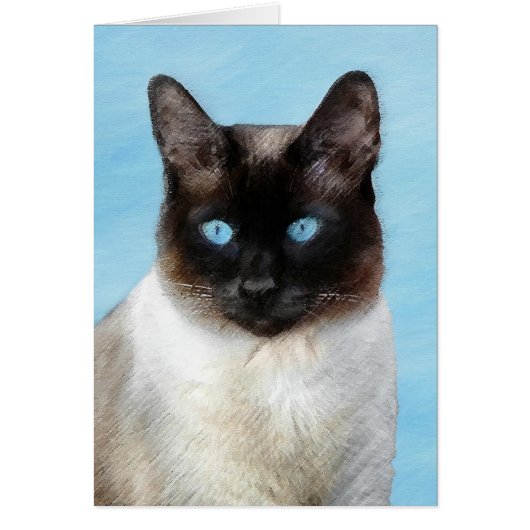 Kat schilderen van Siamese - Kute Original Cat Art (Voorkant)