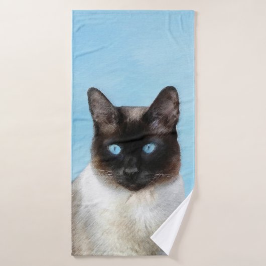 Kat schilderen van Siamese - Kute Original Cat Art Bad Handdoek (Badhanddoek)