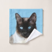 Kat schilderen van Siamese - Kute Original Cat Art Bad Handdoek (Wasdoekje)