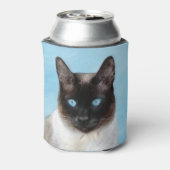 Kat schilderen van Siamese - Kute Original Cat Art Blikjeskoeler (Blikje Achterkant)