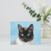 Kat schilderen van Siamese - Kute Original Cat Art Briefkaart (Staand voorkant)