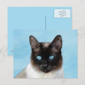 Kat schilderen van Siamese - Kute Original Cat Art Briefkaart (Voorkant / Achterkant)