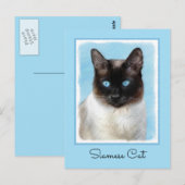 Kat schilderen van Siamese - Kute Original Cat Art Briefkaart (Voorkant / Achterkant)