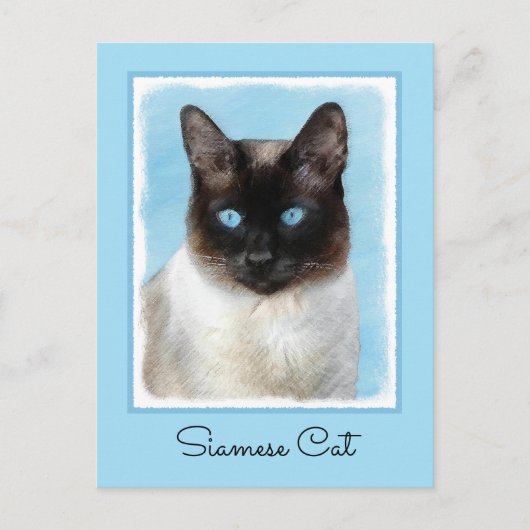 Kat schilderen van Siamese - Kute Original Cat Art Briefkaart (Voorkant)