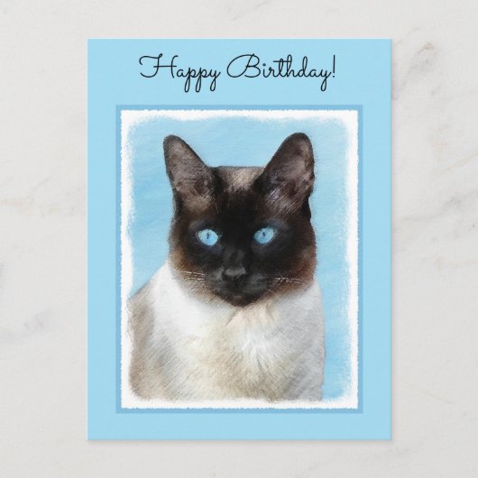 Kat schilderen van Siamese - Kute Original Cat Art Briefkaart (Voorkant)
