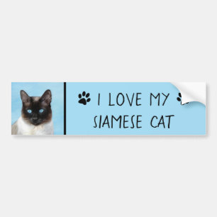 Kat schilderen van Siamese - Kute Original Cat Art Bumpersticker