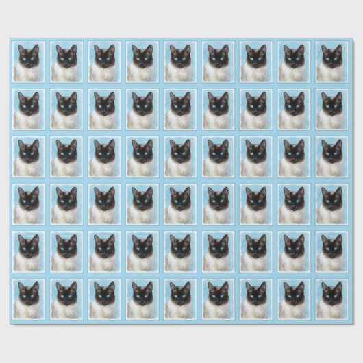 Kat schilderen van Siamese - Kute Original Cat Art Cadeaupapier (Vlak)