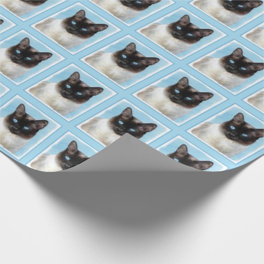 Kat schilderen van Siamese - Kute Original Cat Art Cadeaupapier (Hoek)