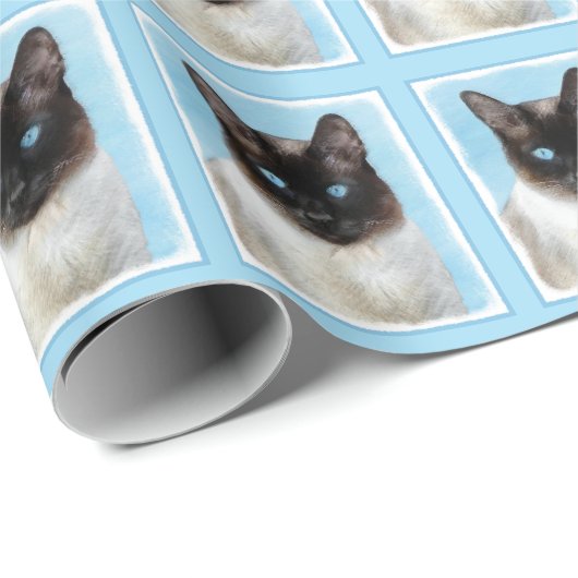 Kat schilderen van Siamese - Kute Original Cat Art Cadeaupapier (Rol Hoek)