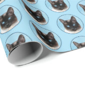 Kat schilderen van Siamese - Kute Original Cat Art Cadeaupapier (Rol Hoek)