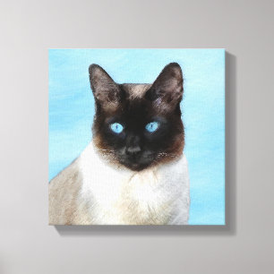 Kat schilderen van Siamese - Kute Original Cat Art Canvas Afdruk