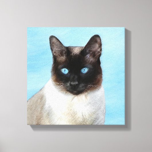 Kat schilderen van Siamese - Kute Original Cat Art Canvas Afdruk (Voorkant)