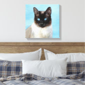 Kat schilderen van Siamese - Kute Original Cat Art Canvas Afdruk (Insitu (Slaapkamer))