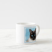 Kat schilderen van Siamese - Kute Original Cat Art Espresso Kop (Voorkant rechts)