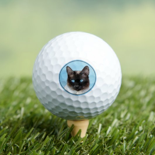 Kat schilderen van Siamese - Kute Original Cat Art Golfballen (Insitu Shirt)