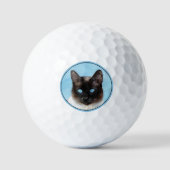 Kat schilderen van Siamese - Kute Original Cat Art Golfballen (Voorkant)