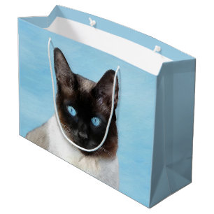 Kat schilderen van Siamese - Kute Original Cat Art Groot Cadeauzakje