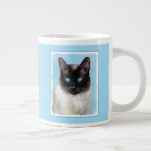 Kat schilderen van Siamese - Kute Original Cat Art Grote Koffiekop