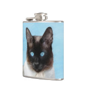 Kat schilderen van Siamese - Kute Original Cat Art Heupfles (Links)