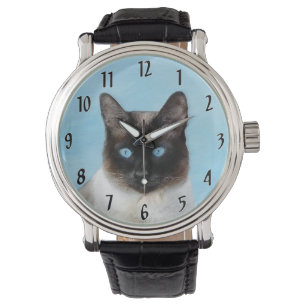 Kat schilderen van Siamese - Kute Original Cat Art Horloge
