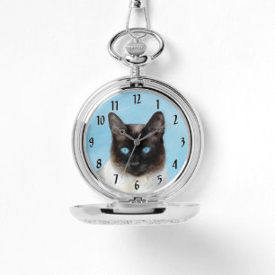Kat schilderen van Siamese - Kute Original Cat Art Horloge