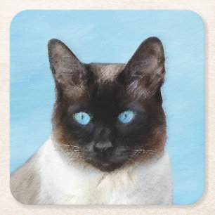 Kat schilderen van Siamese - Kute Original Cat Art Kartonnen Onderzetters
