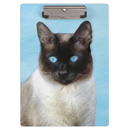 Kat schilderen van Siamese - Kute Original Cat Art Klembord (Voorkant)