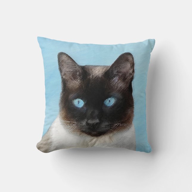 Kat schilderen van Siamese - Kute Original Cat Art Kussen (Voorkant)