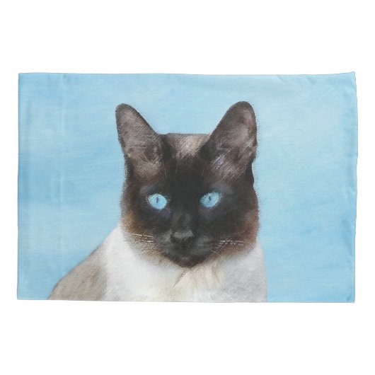 Kat schilderen van Siamese - Kute Original Cat Art Kussensloop (Achterkant)