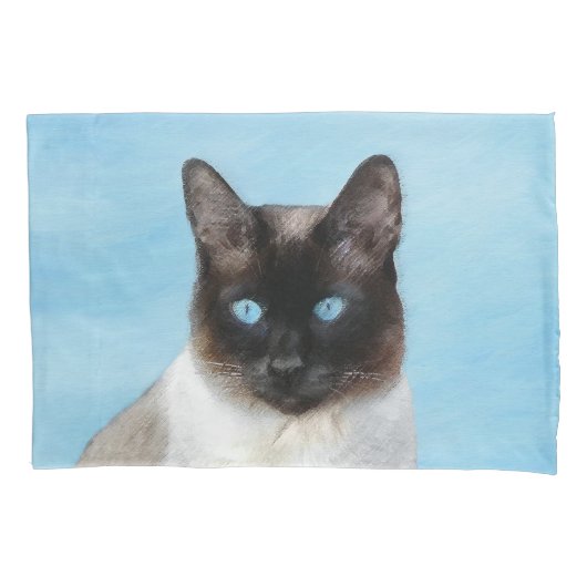 Kat schilderen van Siamese - Kute Original Cat Art Kussensloop (Voorkant)
