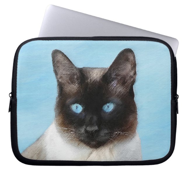 Kat schilderen van Siamese - Kute Original Cat Art Laptop Sleeve (Voorkant)