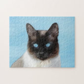 Kat schilderen van Siamese - Kute Original Cat Art Legpuzzel (Horizontaal)