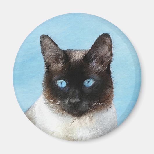 Kat schilderen van Siamese - Kute Original Cat Art Magneet (Voorkant)