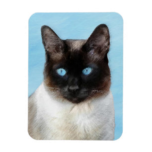 Kat schilderen van Siamese - Kute Original Cat Art Magneet