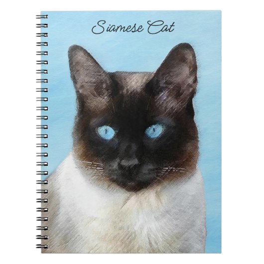 Kat schilderen van Siamese - Kute Original Cat Art Notitieboek (Voorkant)