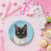 Kat schilderen van Siamese - Kute Original Cat Art Papieren Bordje (Feest)