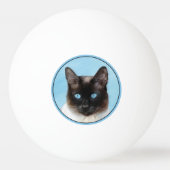 Kat schilderen van Siamese - Kute Original Cat Art Pingpongbal (Voorkant)