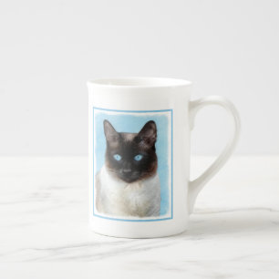 Kat schilderen van Siamese - Kute Original Cat Art Porselein Kop