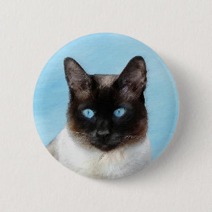 Kat schilderen van Siamese - Kute Original Cat Art Ronde Button 5,7 Cm