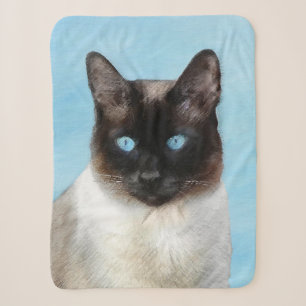 Kat schilderen van Siamese - Kute Original Cat Art Sherpa Deken