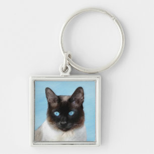 Kat schilderen van Siamese - Kute Original Cat Art Sleutelhanger