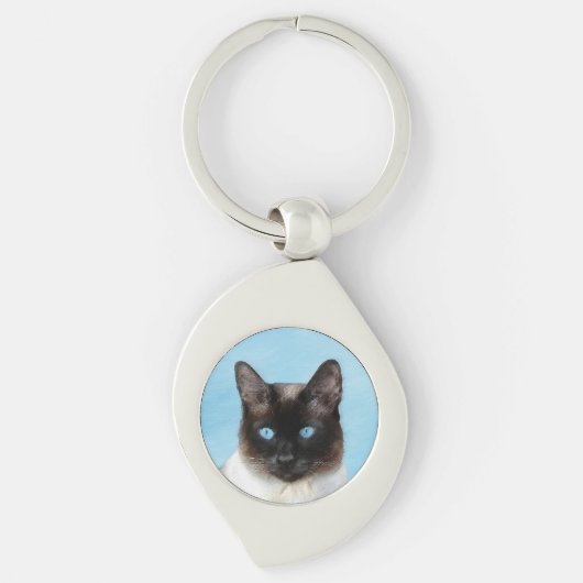 Kat schilderen van Siamese - Kute Original Cat Art Sleutelhanger (Voorkant)