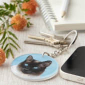 Kat schilderen van Siamese - Kute Original Cat Art Sleutelhanger (Voorkant Rechts)