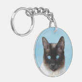 Kat schilderen van Siamese - Kute Original Cat Art Sleutelhanger (Voorkant Links)
