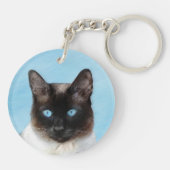 Kat schilderen van Siamese - Kute Original Cat Art Sleutelhanger (Achterkant)