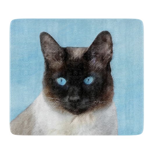 Kat schilderen van Siamese - Kute Original Cat Art Snijplank (Voorkant)