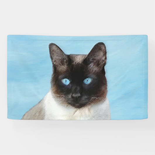 Kat schilderen van Siamese - Kute Original Cat Art Spandoek (Horizontaal)