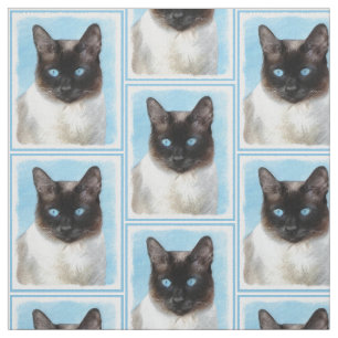 Kat schilderen van Siamese - Kute Original Cat Art Stof